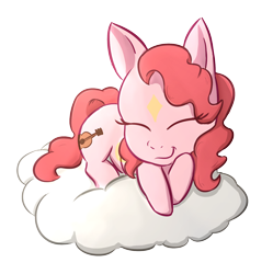 Size: 1576x1580 | Tagged: safe, artist:foxhatart, oc, oc only, oc:razzberrie cream, pegasus, pony, chibi, cloud, female, mare, simple background, solo, transparent background