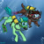 Size: 1600x1600 | Tagged: safe, artist:scarletdex8299, sandbar, yona, earth pony, pony, yak, g4, air tank, brown eyes, crepuscular rays, duo, female, flippers (gear), flowing tail, goggles, green eyes, male, ocean, scuba gear, ship:yonabar, shipping, straight, swimming, underwater, water