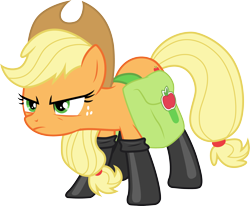 Size: 3634x3000 | Tagged: safe, artist:cloudy glow, artist:yanoda, applejack, earth pony, pony, g4, somepony to watch over me, .ai available, badass, boots, cowboy hat, female, freckles, hat, high res, latex, mare, shoes, simple background, solo, stetson, transparent background, vector