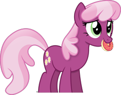 Size: 3981x3129 | Tagged: safe, artist:anime-equestria, cheerilee, earth pony, pony, g4, cheeribetes, cute, donut, female, food, high res, mare, mouth hold, simple background, smiling, solo, transparent background, vector