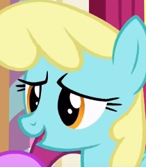 Size: 210x240 | Tagged: safe, screencap, berry punch, berryshine, sassaflash, pegasus, pony, fame and misfortune, g4, cropped, female, mare, offscreen character, open mouth, pictures of heads, solo focus