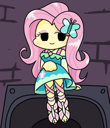 Size: 640x740 | Tagged: safe, artist:batipin, fluttershy, equestria girls, g4, chibi, clothes, cute, dress, female, friday night funkin', solo