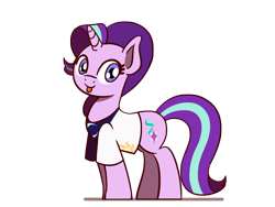 Size: 1800x1350 | Tagged: safe, artist:flutterluv, starlight glimmer, pony, unicorn, g4, :p, clothes, princess celestia's cutie mark, princess luna's cutie mark, shirt, simple background, smiling, solo, starlight glimmer day, t-shirt, tongue out, transparent background