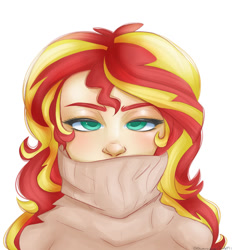 Size: 1280x1370 | Tagged: safe, artist:twily09, sunset shimmer, human, equestria girls, g4, clothes, digital art, doodle, female, lidded eyes, looking at you, solo, sweater, turtleneck