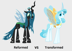Size: 1012x709 | Tagged: safe, artist:orin331, artist:thunder-blur, edit, vector edit, queen chrysalis, changedling, changeling, changeling queen, pony, g4, a better ending for chrysalis, adorkable, character development, choice, comparison, cute, cutealis, dork, dorkalis, duo, excited, faic, female, giggling, grin, happy, headcanon, irrational exuberance, looking at you, mare, orin's chrysalis, precious, purified chrysalis, redemption, reformed, silly, silly pony, simple background, smiling, spread wings, squee, standing, text, transformation, transformed, transparent background, vector, when she smiles, wide eyes, wide smile, wings