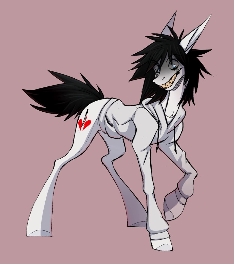 safe, artist:1an1, earth <b>pony</b>, <b>pony</b>, clothes, <b>creepypasta</b>, high res, hoodie...