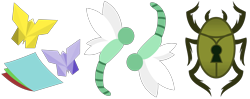 Size: 5000x1978 | Tagged: safe, artist:amgiwolf, oc, oc only, beetle, butterfly, dragonfly, insect, cutie mark, cutie mark only, no pony, simple background, transparent background