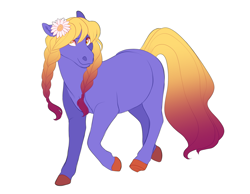 Size: 1800x1400 | Tagged: safe, artist:uunicornicc, oc, oc only, oc:sydney azure, earth pony, pony, female, flower, flower in hair, mare, simple background, solo, white background