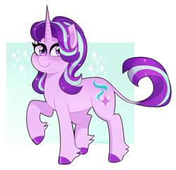 Size: 2775x2690 | Tagged: safe, artist:emera33, starlight glimmer, pony, unicorn, g4, cloven hooves, cute, cutie mark, female, glimmerbetes, high res, looking at you, mare, smiling, solo