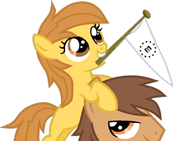 Size: 747x611 | Tagged: safe, artist:katsubases, artist:pegasski, oc, oc only, oc:anna autumn, earth pony, pony, fallout equestria, g4, base used, duo, earth pony oc, eyelashes, father and child, father and daughter, female, filly, flag, like father like daughter, like parent like child, male, mouth hold, simple background, smiling, stallion, transparent background