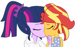 Size: 1119x700 | Tagged: safe, artist:jadeharmony, sci-twi, sunset shimmer, twilight sparkle, fanfic:sunset shimmer discovers her feet, equestria girls, g4, base used, crossover, cute, duo, duo female, fanfic, fanfic art, female, happy ending, humanized, kissing, lesbian, romance, shimmerbetes, ship:sci-twishimmer, ship:sunsetsparkle, shipper on deck, shipping, shipping fuel, simple background, the little mermaid, transparent background, true love