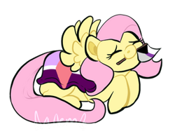 Size: 289x224 | Tagged: safe, artist:artwing74, fluttershy, pegasus, pony, g4, acespike pride flag, blanket, cropped, demisexual, demisexual pride flag, headcanon, lgbt headcanon, pride, pride flag, sexuality headcanon, simple background, solo, transparent background