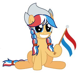 Size: 2000x2000 | Tagged: safe, artist:ashidaru, oc, oc only, oc:ember, oc:ember (hwcon), pony, hearth's warming con, cute, dutch, flag, happy, high res, nation ponies, netherlands, ponified, simple background, solo, transparent background