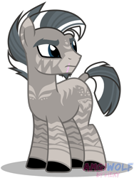 Size: 1501x1994 | Tagged: safe, artist:amgiwolf, oc, oc only, pony, zebra, colored hooves, frown, looking back, male, signature, simple background, solo, stallion, tail wrap, transparent background, zebra oc