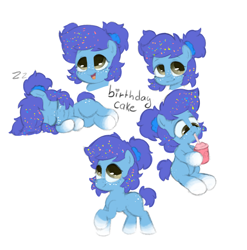 Size: 1080x1093 | Tagged: safe, artist:parfait, oc, oc only, oc:birthday cake, earth pony, pony, cute, drinking, female, filly, freckles, magical lesbian spawn, offspring, simple background, sketch, sketch dump, sleeping, smiling, straw, text