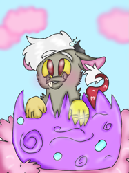 Size: 899x1200 | Tagged: safe, artist:cocolove2176, discord, draconequus, g4, blushing, cute, daaaaaaaaaaaw, discute, egg, male, solo, young discord
