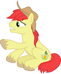 Size: 3000x3618 | Tagged: safe, artist:cloudy glow, artist:dashiesparkle, bright mac, earth pony, pony, g4, the perfect pear, .ai available, cowboy hat, cutie mark, hat, high res, male, open mouth, raised hoof, simple background, solo, stallion, stetson, transparent background, vector
