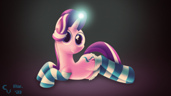 Size: 3800x2138 | Tagged: safe, artist:cosmikvek, starlight glimmer, pony, unicorn, g4, belly button, clothes, female, high res, looking at you, magic, mare, simple background, socks, solo, starlight day, starlight glimmer day, striped socks, thigh highs