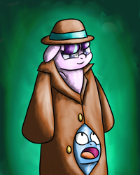 Size: 2400x3000 | Tagged: safe, artist:saburodaimando, starlight glimmer, trixie, pony, unicorn, g4, bowler hat, clothes, disguise, duo, female, filly, filly starlight glimmer, filly trixie, hat, high res, starlight glimmer day, trenchcoat, younger