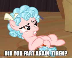Size: 624x499 | Tagged: safe, edit, edited screencap, screencap, cozy glow, pegasus, pony, g4, the summer sun setback, belly, cropped, female, filly, foal, implied farting, implied lord tirek, solo