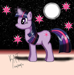 Size: 900x920 | Tagged: safe, artist:yueloverforever, twilight sparkle, pony, unicorn, g4, moon, solo, unicorn twilight