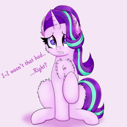 Size: 1000x1000 | Tagged: safe, artist:splashofsweet, starlight glimmer, pony, unicorn, g4, chest fluff, cute, dialogue, ear fluff, female, glimmerbetes, mare, solo