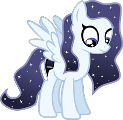 Size: 1260x1228 | Tagged: safe, artist:pegasski, oc, oc only, pegasus, pony, g4, base used, ethereal mane, eyelashes, female, frown, looking down, mare, pegasus oc, simple background, solo, starry mane, transparent background, wings
