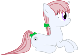 Size: 3424x2438 | Tagged: safe, artist:cranberry-tofu, oc, oc only, oc:whisper call, pony, unicorn, bow, female, high res, lying down, mare, prone, simple background, solo, tail bow, transparent background, vector