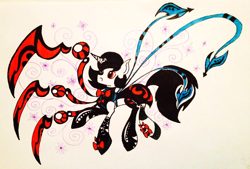 Size: 810x547 | Tagged: safe, artist:loriess, pony, unicorn, crossover, female, mare, nue houjuu, ponified, solo, touhou