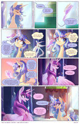 Size: 2301x3549 | Tagged: safe, artist:darlyjay, twilight sparkle, oc, oc:atlas, oc:sterling sentry, alicorn, dragon, pony, comic:save the harmony, g4, female, high res, mare, offspring, parent:flash sentry, parent:twilight sparkle, parents:flashlight, twilight sparkle (alicorn)