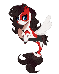 Size: 775x968 | Tagged: safe, artist:faryawolf, oc, oc only, earth pony, pony, seapony (g4), blue eyes, dorsal fin, eyelashes, female, fish tail, flowing mane, flowing tail, seaponified, simple background, smiling, solo, species swap, tail, transparent background