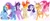 Size: 3000x1250 | Tagged: safe, artist:iberbronies, applejack, philomena, pinkie pie, rainbow dash, rarity, trixie, twilight sparkle, alicorn, earth pony, pegasus, pony, unicorn, g4, cape, chest fluff, clothes, hat, scroll, simple background, trixie's cape, trixie's hat, twilight sparkle (alicorn), white background