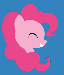 Size: 439x509 | Tagged: safe, artist:samoht-lion, pinkie pie, earth pony, pony, g4, blue background, eyes closed, female, grin, lineless, mare, minimalist, modern art, simple background, smiling, solo