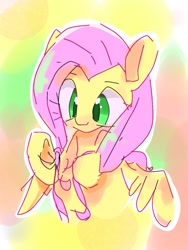Size: 768x1024 | Tagged: safe, artist:pnpn_721, fluttershy, pegasus, pony, g4, sketch, smiling, solo, spread wings, wings, wrong eye color