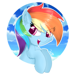 Size: 1500x1470 | Tagged: source needed, useless source url, safe, artist:jadebreeze115, rainbow dash, pegasus, pony, g4, cloud, cloudy, cute, female, holding onto something, mare, simple background, smiling, solo, sticker, sunlight, transparent background