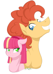 Size: 860x1195 | Tagged: safe, artist:alicemaple, oc, oc only, oc:cherry cheesecake, oc:jelly jam sandwich, earth pony, pony, brother and sister, bust, duo, female, male, mare, offspring, parent:cheese sandwich, parent:pinkie pie, parents:cheesepie, siblings, simple background, stallion, transparent background