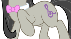 Size: 597x329 | Tagged: safe, artist:kooner-cz, artist:willdrawforfood1, edit, vector edit, octavia melody, earth pony, pony, g4, belly, bowtie, cropped, female, pictures of bellies, raised hoof, simple background, solo, transparent background, vector