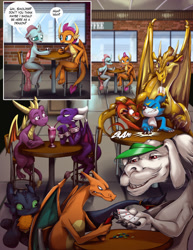 Size: 2550x3300 | Tagged: safe, artist:nauyaco, ocellus, smolder, changedling, changeling, charizard, dragon, eastern dragon, night fury, veemon, g4, anatomically incorrect, comic, crossover, cynder, digimon, disney, dreamworks, eustace scrubb, falcor, falkor, female, high res, how to train your dragon, incorrect leg anatomy, milkshake, mulan, mushu, pokémon, qibli, sharing a drink, spyro the dragon, spyro the dragon (series), straw, the legend of spyro, the neverending story, toothless the dragon, wings of fire (book series)