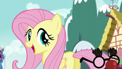 Size: 1920x1080 | Tagged: safe, screencap, fluttershy, pegasus, pony, g4, season 5, the one where pinkie pie knows, 1080p, cute, female, groucho mask, mare, open mouth, shyabetes, solo