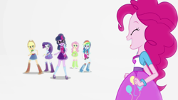 Size: 1920x1080 | Tagged: safe, screencap, applejack, fluttershy, pinkie pie, rainbow dash, rarity, sci-twi, twilight sparkle, equestria girls, equestria girls specials, g4, my little pony equestria girls: mirror magic, ^^, applejack's hat, boots, clothes, cowboy boots, cowboy hat, cute, cutie mark, cutie mark on clothes, denim skirt, diapinkes, eyes closed, geode of fauna, geode of shielding, geode of sugar bombs, geode of super speed, geode of super strength, geode of telekinesis, glasses, hat, humane five, humane six, jacket, jewelry, magical geodes, necklace, open mouth, ponytail, shoes, skirt