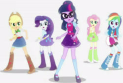 Size: 2856x1920 | Tagged: safe, screencap, applejack, fluttershy, pinkie pie, rainbow dash, rarity, sci-twi, twilight sparkle, equestria girls, equestria girls specials, g4, my little pony equestria girls: mirror magic, applejack's hat, blurry, boots, clothes, cowboy boots, cowboy hat, cropped, cutie mark, cutie mark on clothes, denim skirt, geode of fauna, geode of shielding, geode of super speed, geode of super strength, geode of telekinesis, glasses, hat, humane five, jewelry, magical geodes, necklace, ponytail, shoes, skirt