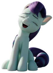Size: 719x1000 | Tagged: safe, artist:therealdjthed, coloratura, earth pony, pony, g4, 3d, blender, colored pinnae, cute, eyes closed, female, full body, laughing, mare, open mouth, rarabetes, reaction image, simple background, sitting, solo, transparent background