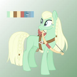 Size: 1700x1700 | Tagged: safe, artist:katelynleeann42, oc, oc only, oc:spring leaf, earth pony, pony, arrow, bow (weapon), bow and arrow, male, solo, stallion, weapon