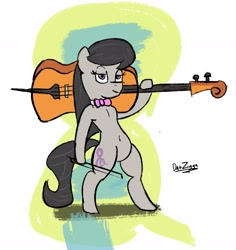 Size: 1935x2048 | Tagged: safe, artist:datzigga, octavia melody, earth pony, semi-anthro, g4, arm hooves, bipedal, bow (instrument), cello, cello bow, musical instrument, solo