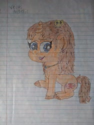 Size: 1944x2592 | Tagged: safe, artist:xxcherryjapansxx, oc, oc only, pony, unicorn, female, horn, lined paper, mare, raised hoof, smiling, solo, traditional art, unicorn oc