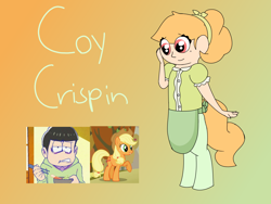 Size: 2048x1536 | Tagged: safe, artist:colorcodetheartist, derpibooru exclusive, oc, oc:coy crispin, satyr, crossover, crossover shipping, interspecies offspring, offspring, osomatsu-san, parent:applejack, parent:choromatsu matsuno, parents:chorojack, shipping