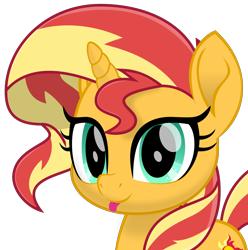 Size: 3000x3025 | Tagged: safe, artist:keronianniroro, sunset shimmer, pony, unicorn, g4, :p, cute, female, high res, inkscape, mare, movie accurate, shimmerbetes, simple background, solo, tongue out, transparent background, vector