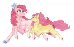 Size: 1280x819 | Tagged: safe, artist:glorymoon, li'l cheese, pinkie pie, pony, g4, the last problem, simple background, transgender, white background