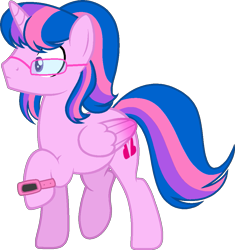 Size: 943x1004 | Tagged: safe, artist:muhammad yunus, oc, oc only, oc:hsu amity, alicorn, pony, g4, alicorn oc, base used, glasses, horn, male, no clothes, rule 63, simple background, solo, stallion, transparent background, vector, watch, wings