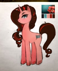 Size: 810x992 | Tagged: safe, artist:ekot, oc, oc only, oc:glory star, pony, unicorn, female, mare, oda 997, reference, simple background, solo, traditional art